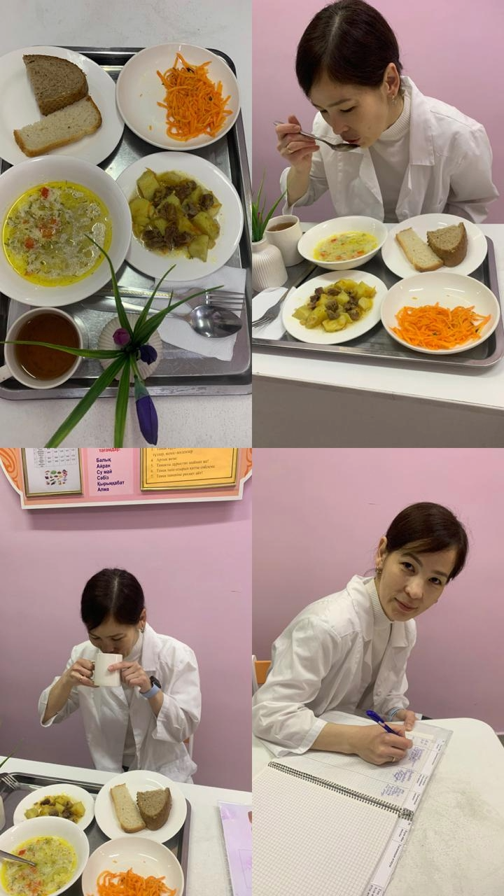 Ас мәзірі Түскі ас: "Еркем-ай" ортаңғы топ ата-ана Онгаршақызы Самал өнімнің  сынама /проба/алуы